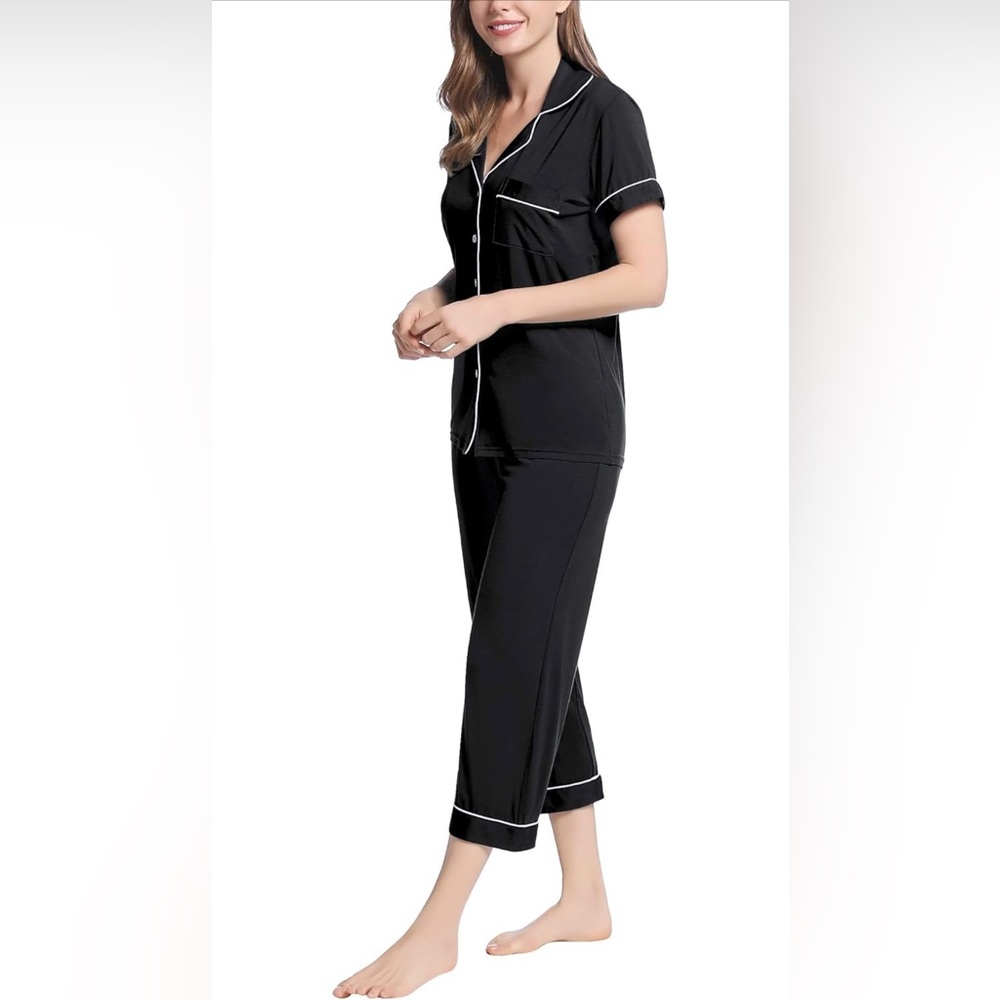 NWT Pajama Set for Women Soft Capri Button Up Cooling Pjs Set/Size XXL - Picture 3 of 7